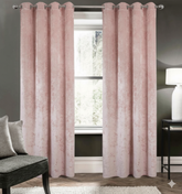 Pink blackout curtains set of 2 hanging on window in modern room