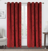 red blackout curtains set of 2 hanging on window in modern room