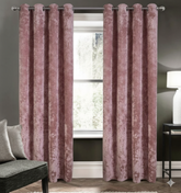 Rose Gold blackout curtains set of 2 hanging on window in modern room