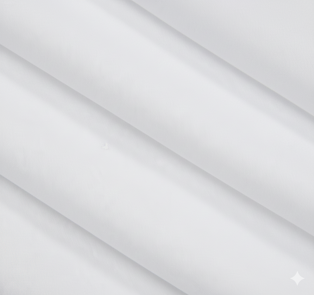 Close-up of white semi-blackout curtain fabric showing soft texture