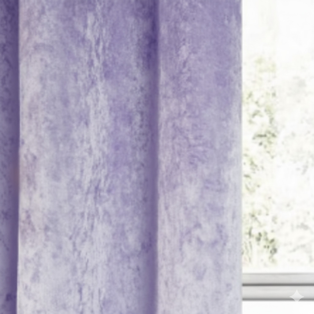 Close-up of purple blackout curtain fabric showing thick texture