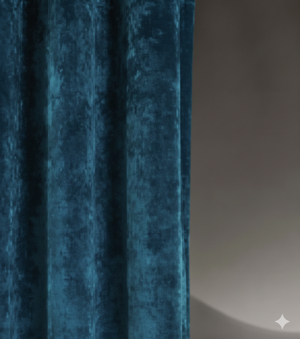 Close-up of Navy blackout curtain fabric showing thick texture