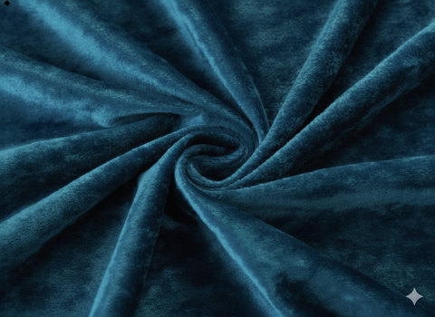 Navy blackout curtain fabric with smooth texture and elegant drape