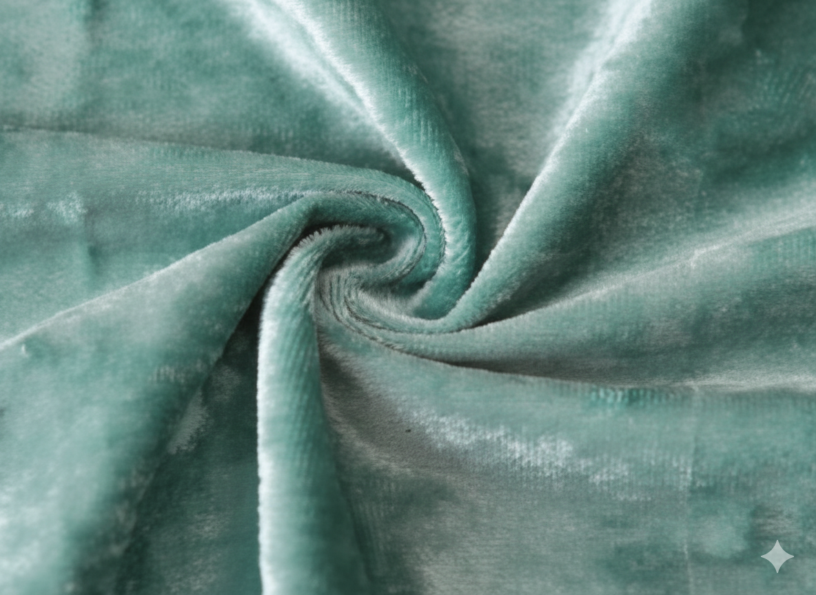 Mint blackout curtain fabric with smooth texture and elegant drape