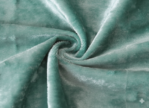 Mint blackout curtain fabric with smooth texture and elegant drape