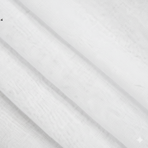 Close-up of white sheer curtain fabric showing lightweight texture