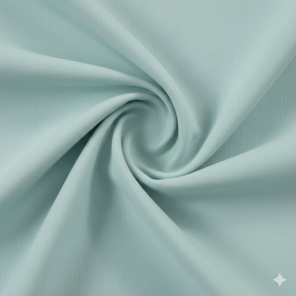 Mint semi-blackout curtain fabric with smooth texture and elegant drape