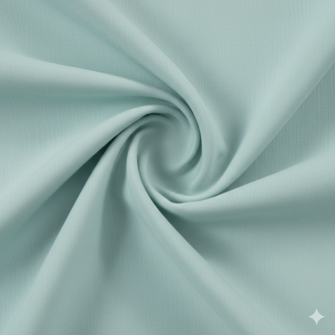 Mint semi-blackout curtain fabric with smooth texture and elegant drape