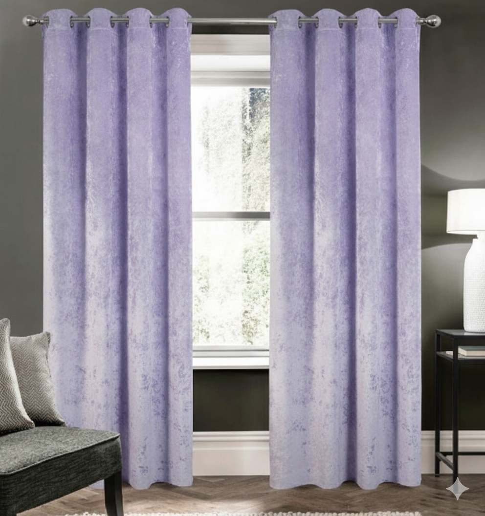 purple blackout curtains set of 2 hanging on window in modern room