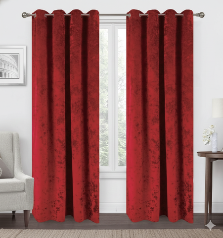 red blackout curtains set of 2 hanging on window in modern room