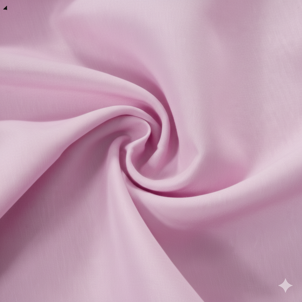 Pink semi-blackout curtain fabric with smooth texture and elegant drape