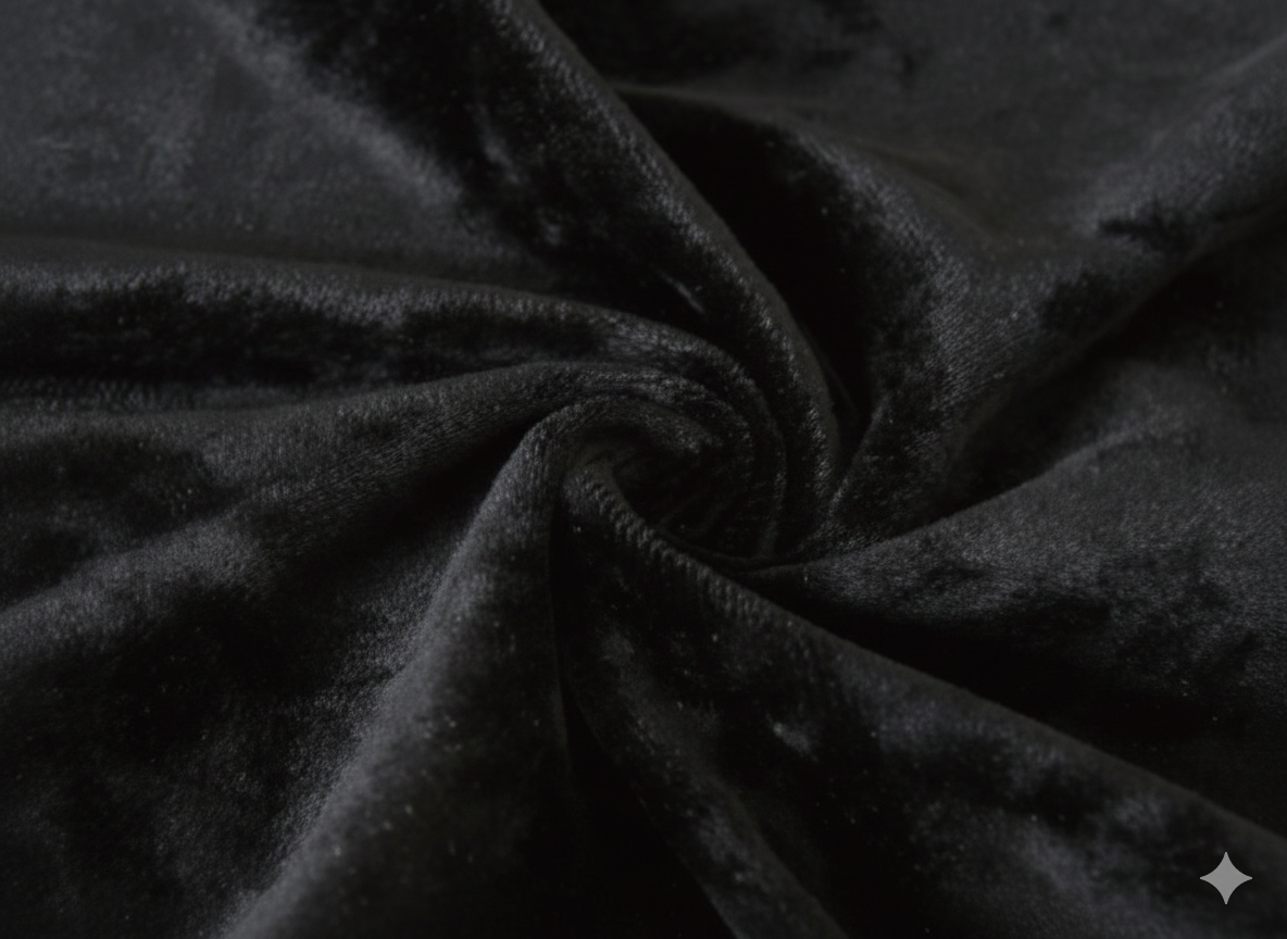 black blackout curtain fabric with smooth texture and elegant drape
