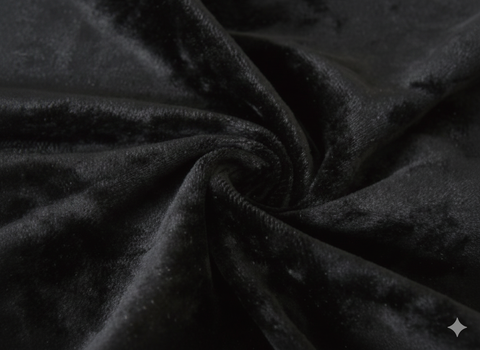 black blackout curtain fabric with smooth texture and elegant drape