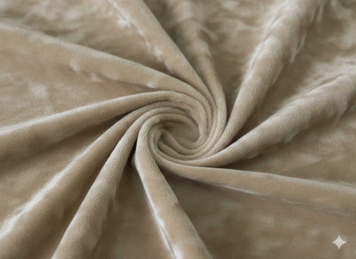 Beige blackout curtain fabric with smooth texture and elegant drape