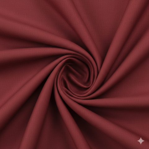 Red semi-blackout curtain fabric with smooth texture and elegant drape